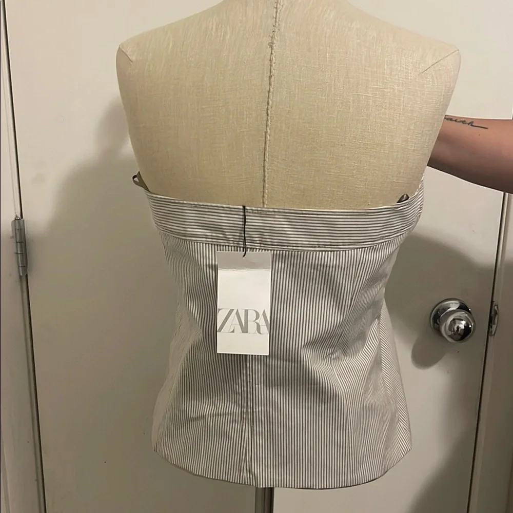 NWT Zara Striped Strapless Top - Picture 4 of 6